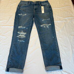 NWT Vigoss Thompson Tomboy Distress Girlfriend Patches Jeans sz 30